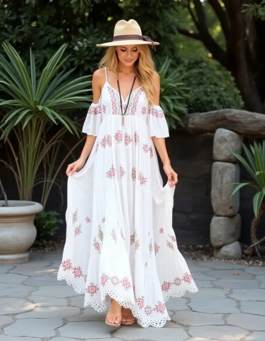 Boho D'Été Maxi Dress - Robe longue bohème