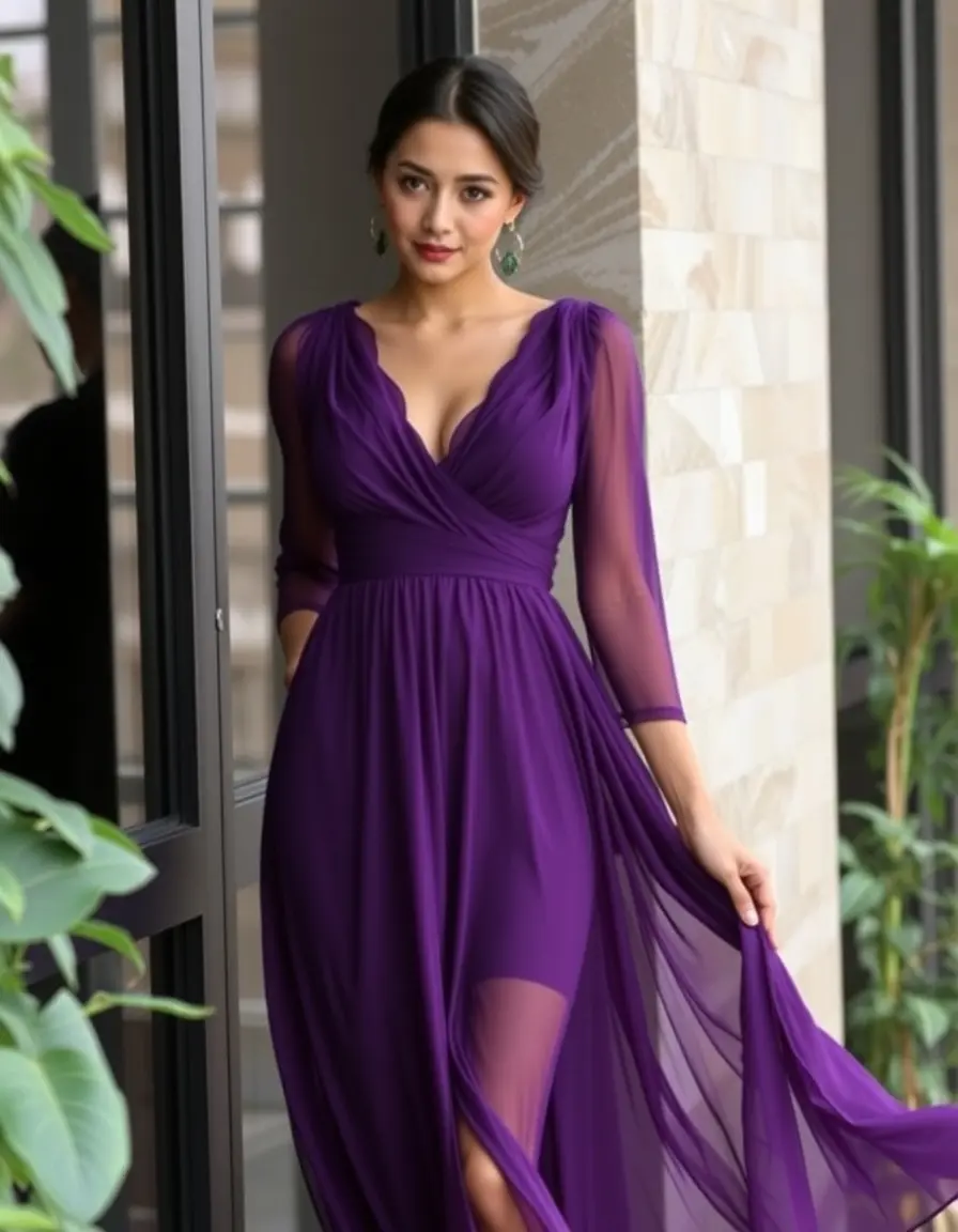 Robe chic violette en mousseline