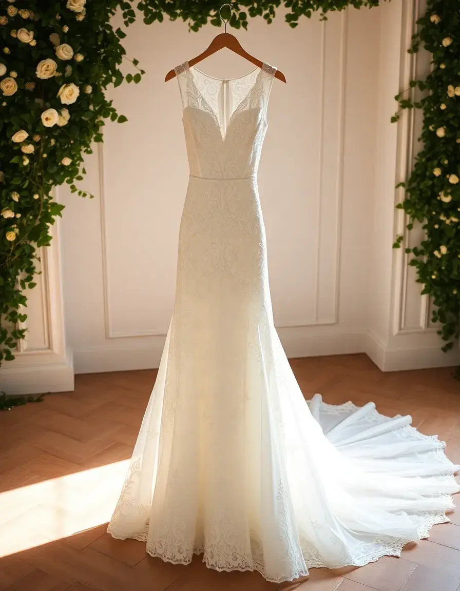 Robe blanche en dentelle classe et romantique