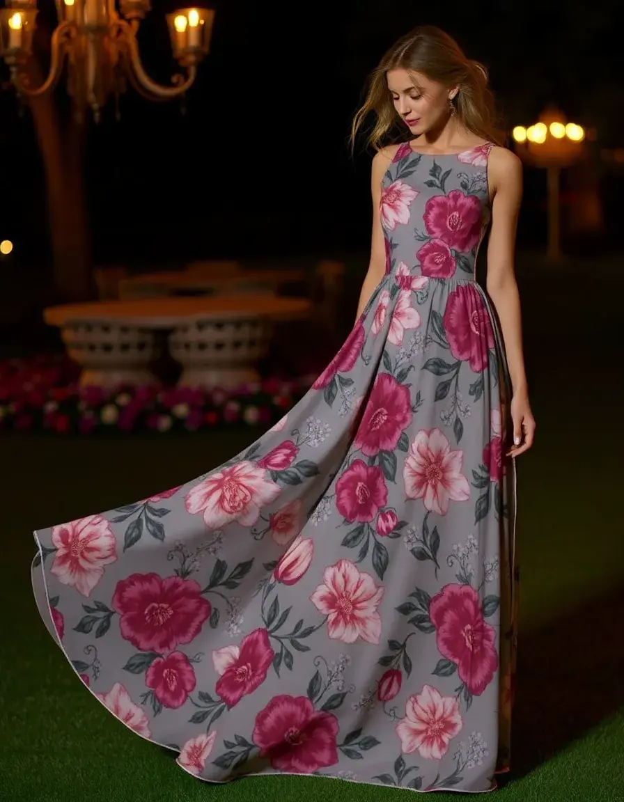 Floral Evening Dress imprimée