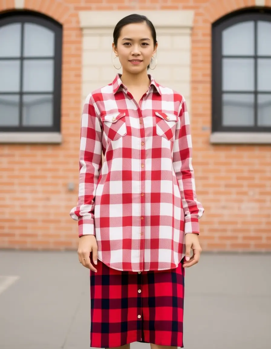 Checked Shirt Dress motif carreaux
