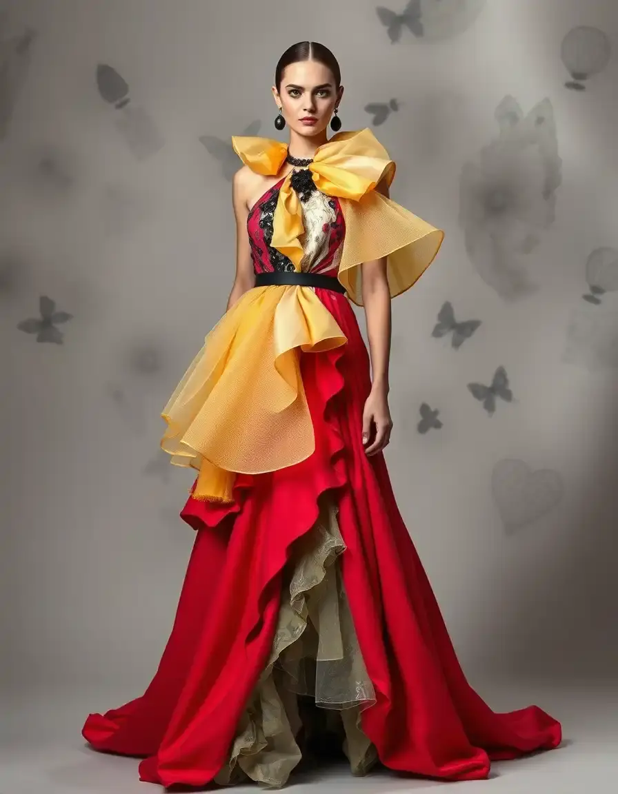 Edgy Avant-Garde Gown rouge