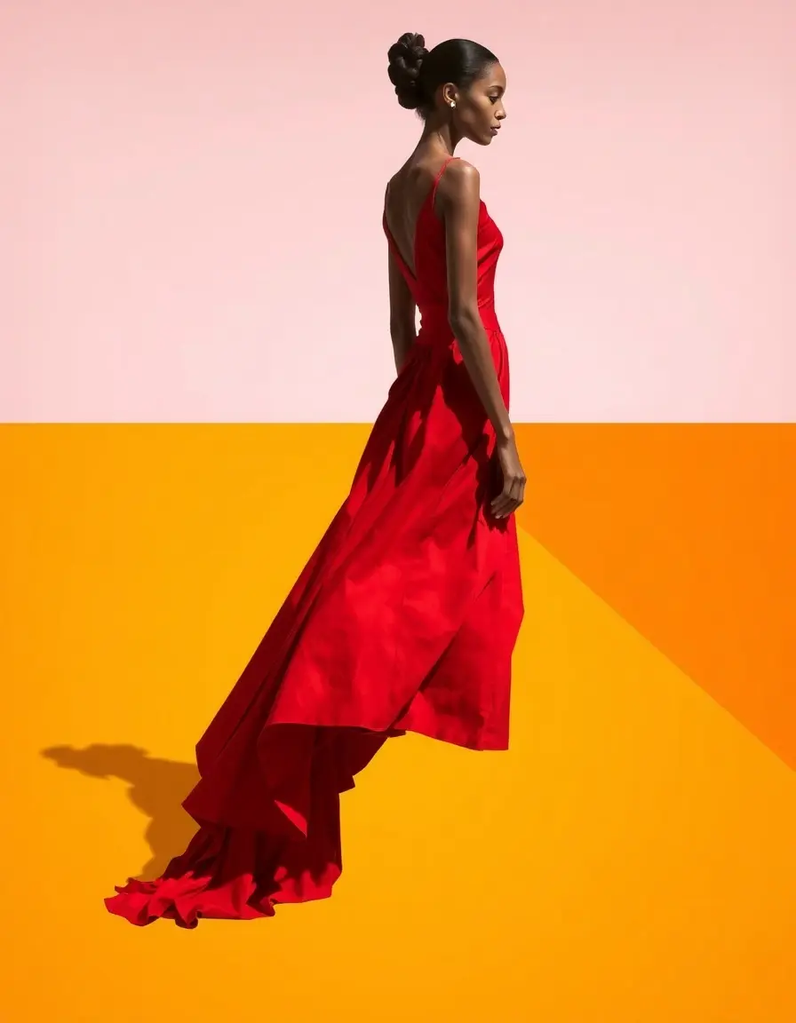 Artistic Red Fashion Dress