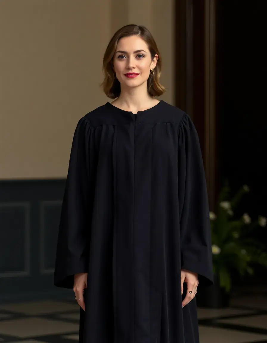 Robe avocat noire classique pour audience au tribunal