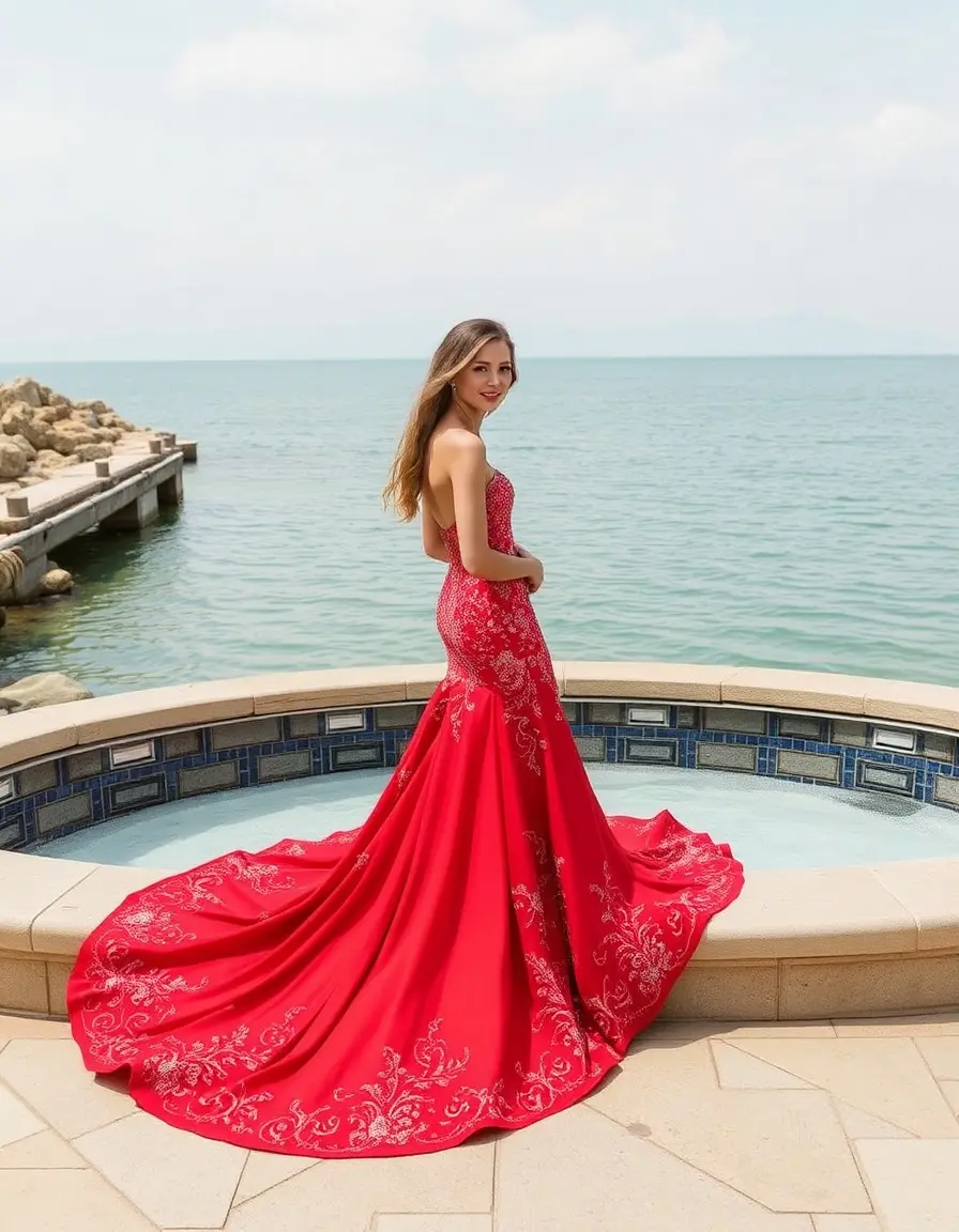 Elegant Prom Mermaid Dress rouge
