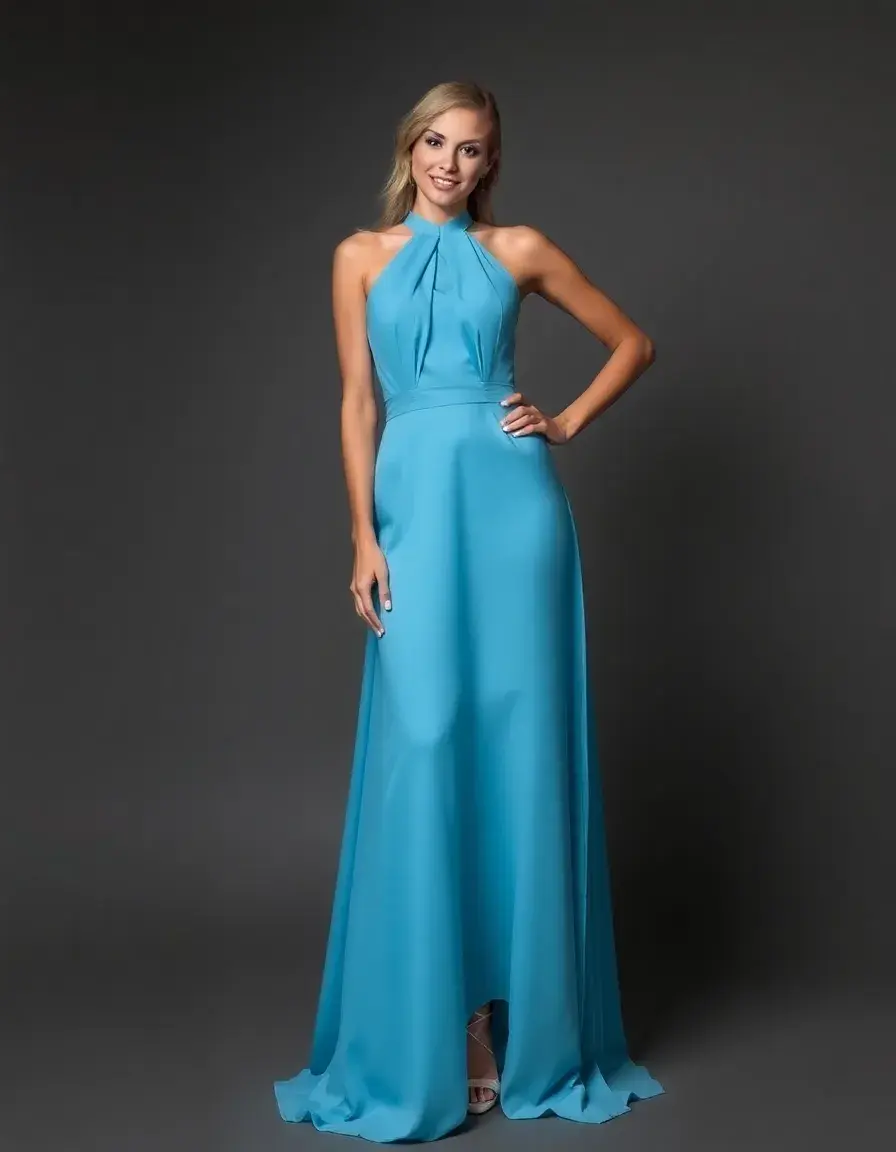 Modern Prom Halter Dress col montant