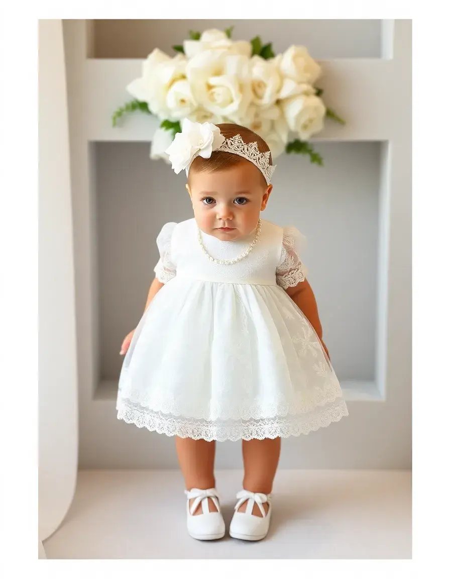 Robe baptême fille dentelle blanche classique