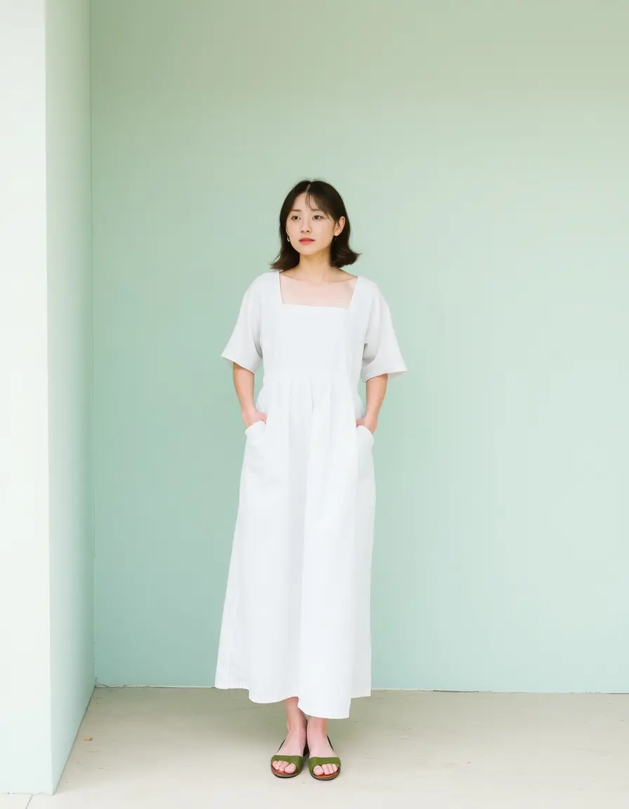 Robe baptême fille coton blanc simple et confortable