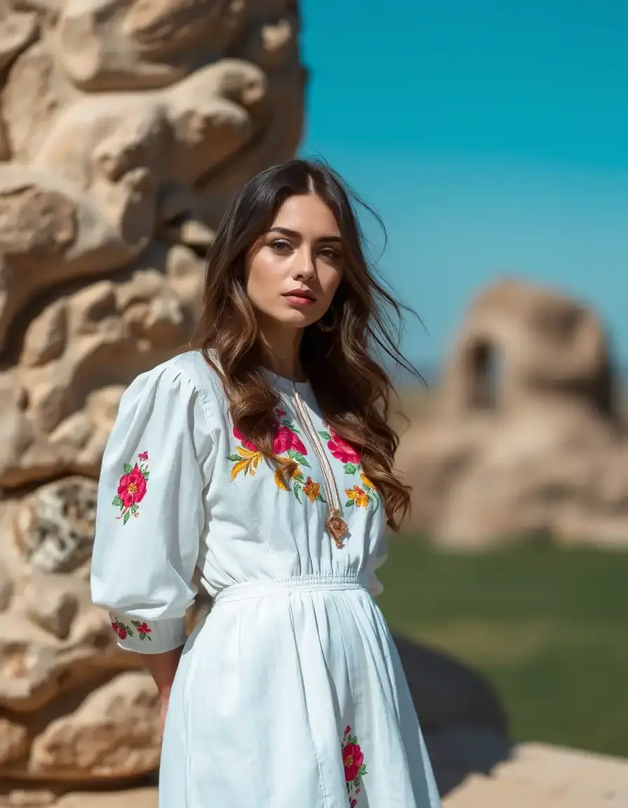 Robe baptême fille broderies blanches délicates