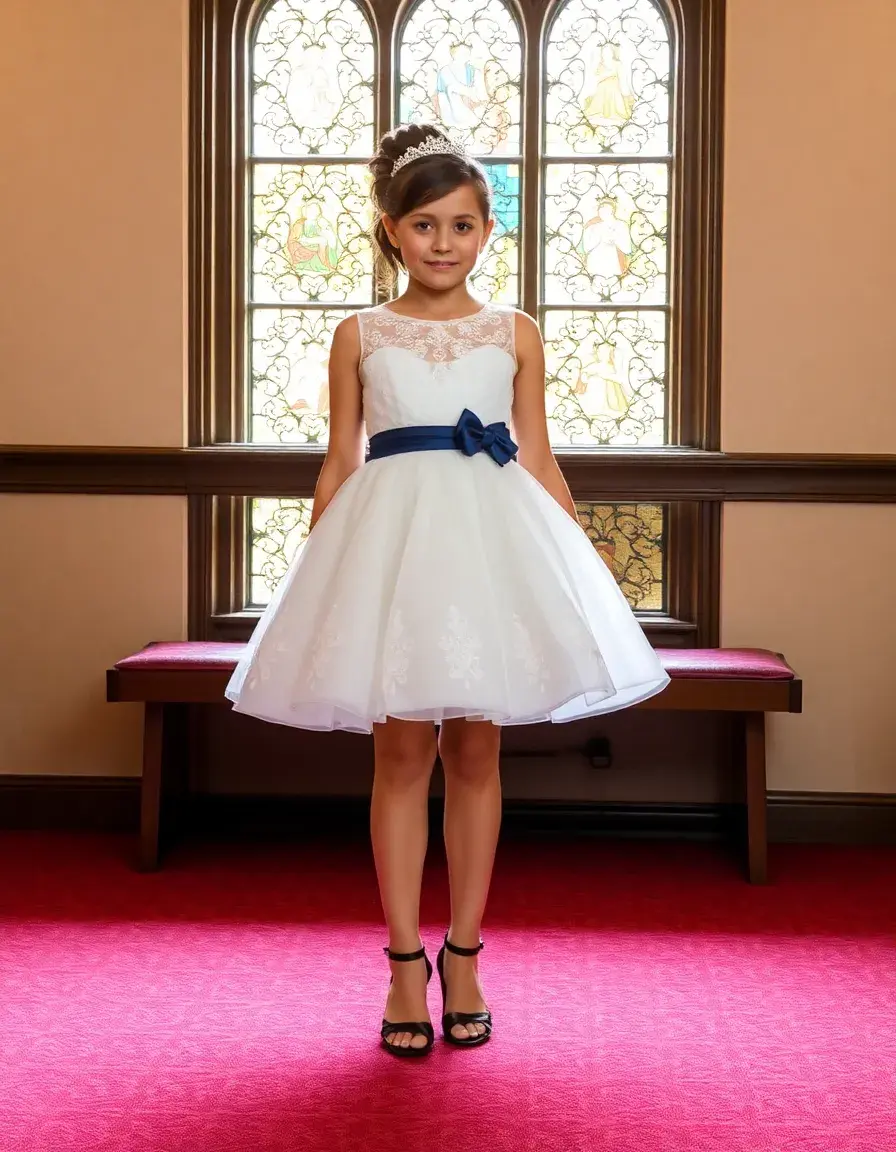 Robe baptême fille coupe princesse tulle