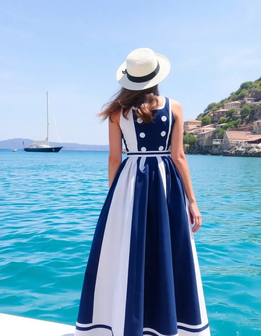 Robe style nautique bleu et blanc