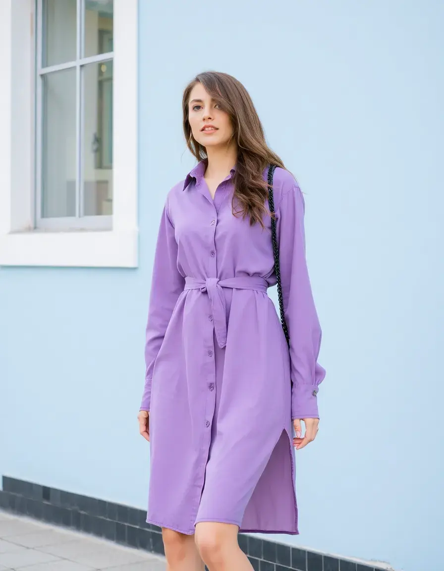 Robe chemise à manches longues style bureau
