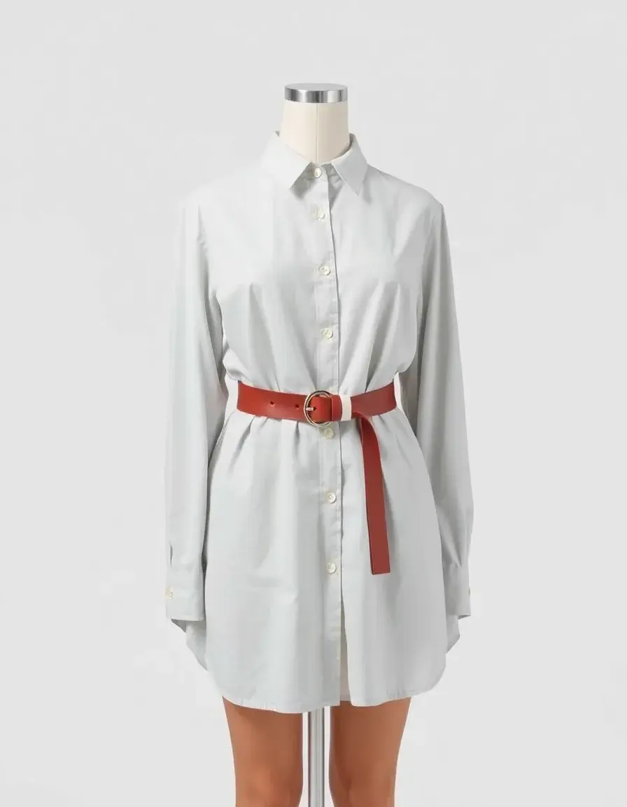 Robe chemisier avec ceinture intégrée