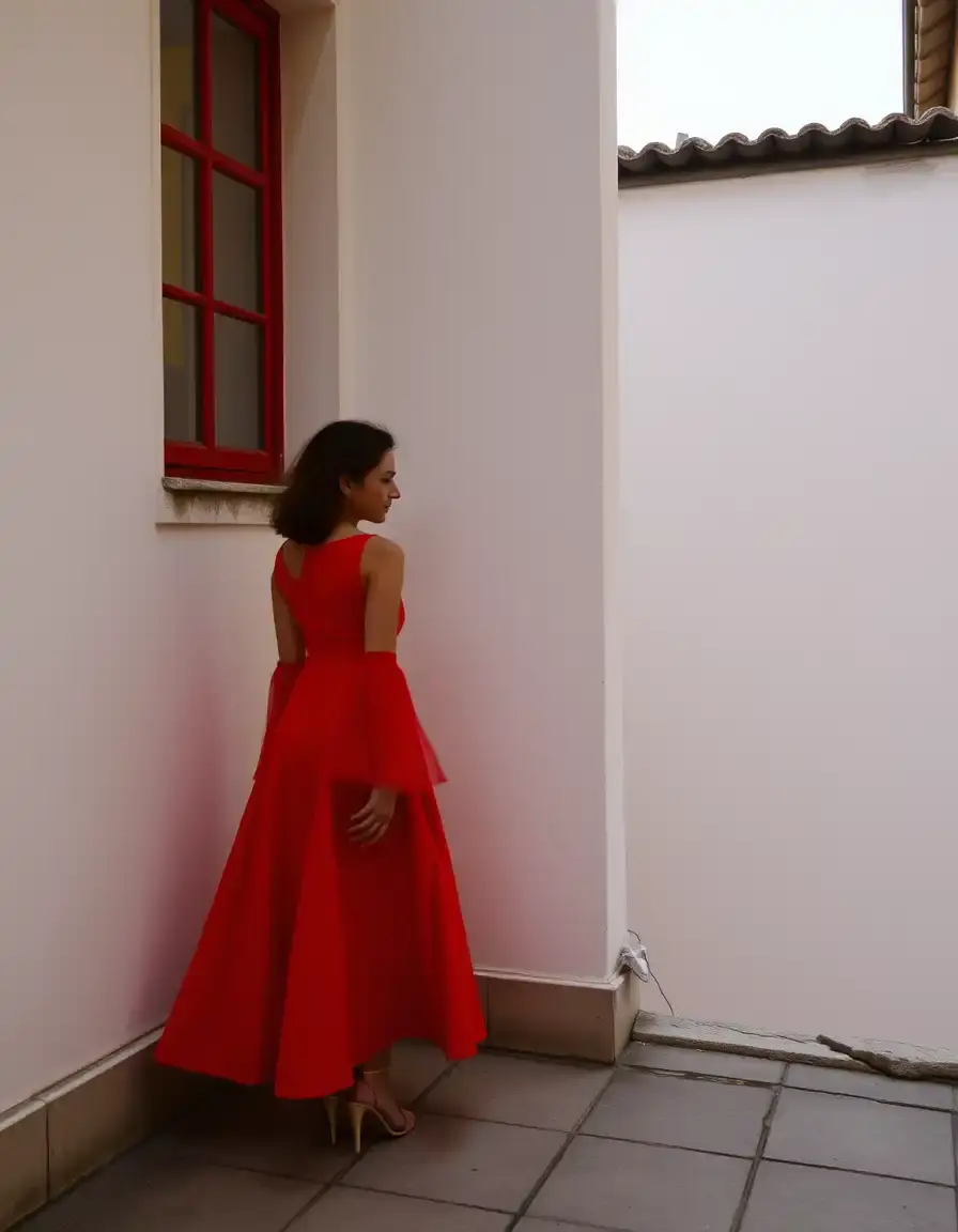 Bright Red Dress - Robe rouge vif évasée
