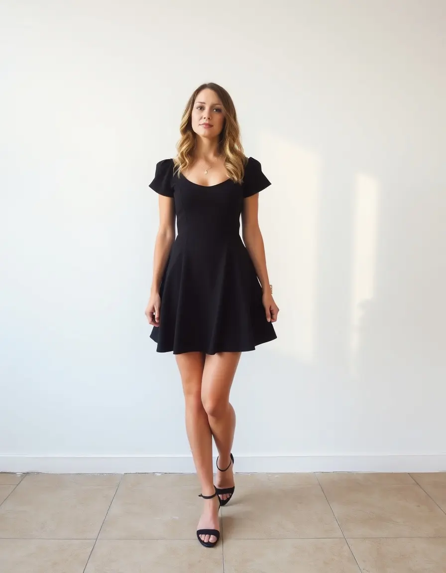 Robe courte noire coupe trapèze vintage