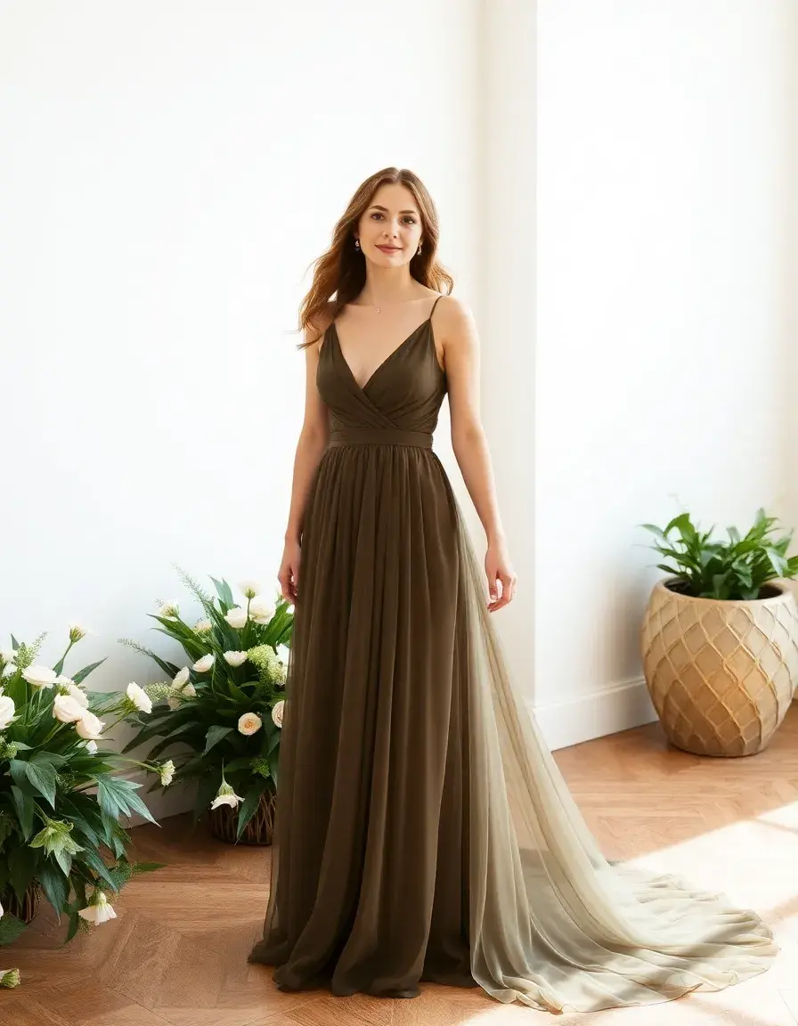 Longue robe élégante pour demoiselle d'honneur
