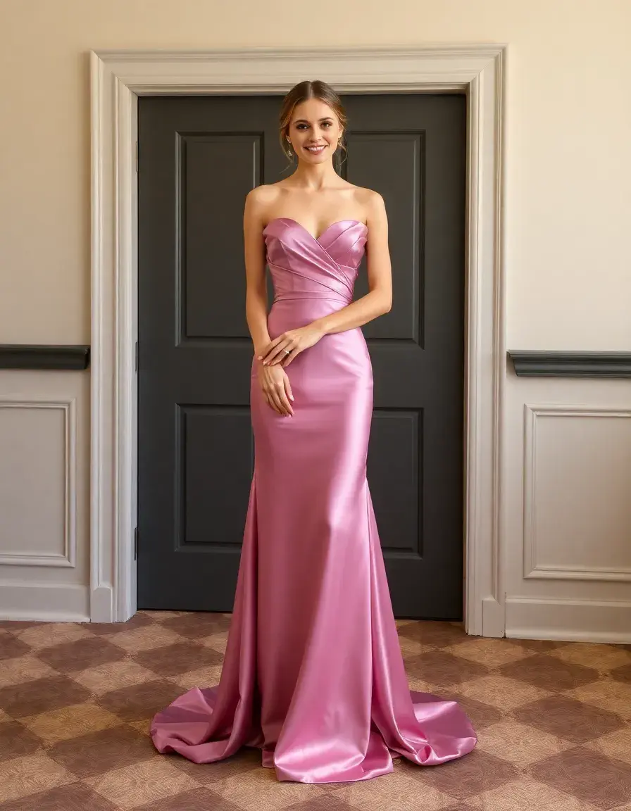 Robe longue en satin brillant