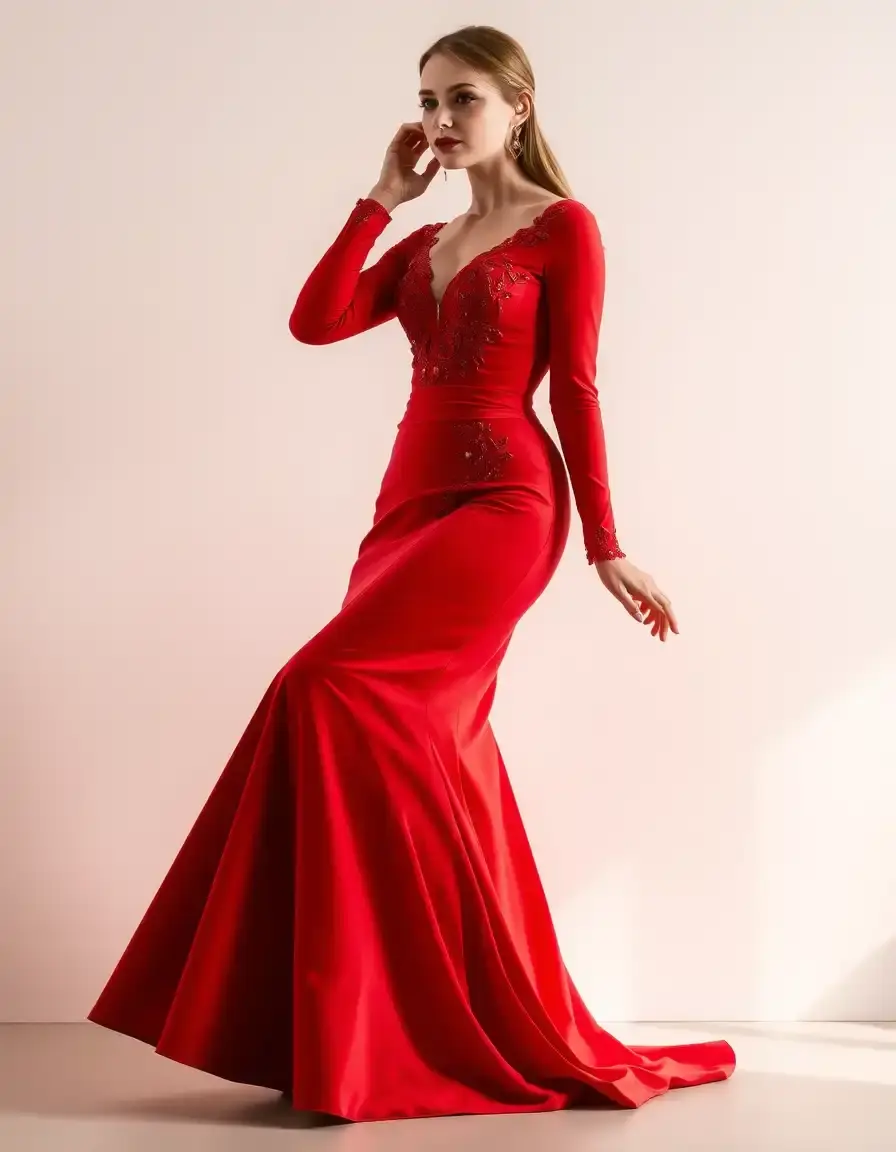 Robe de soirée rouge longue de gala