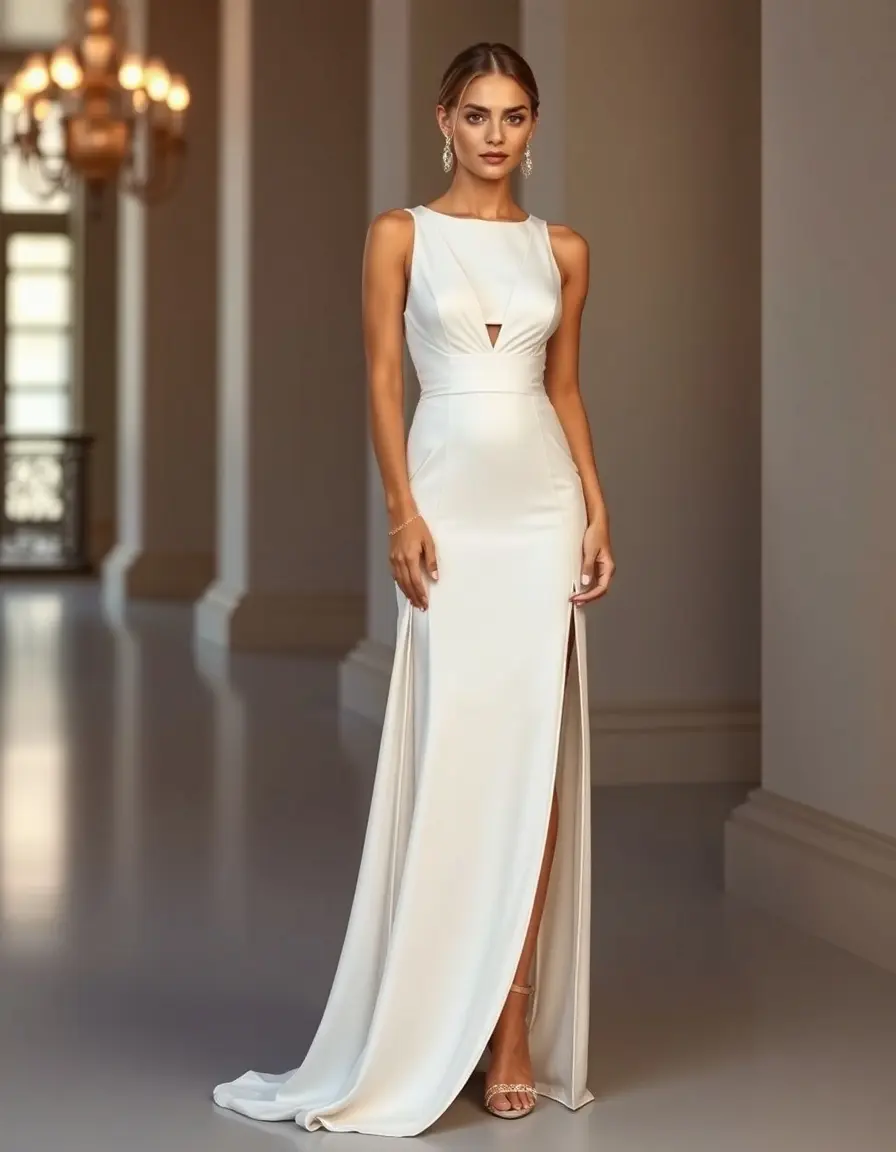Robe de soirée avec fente latérale élégante