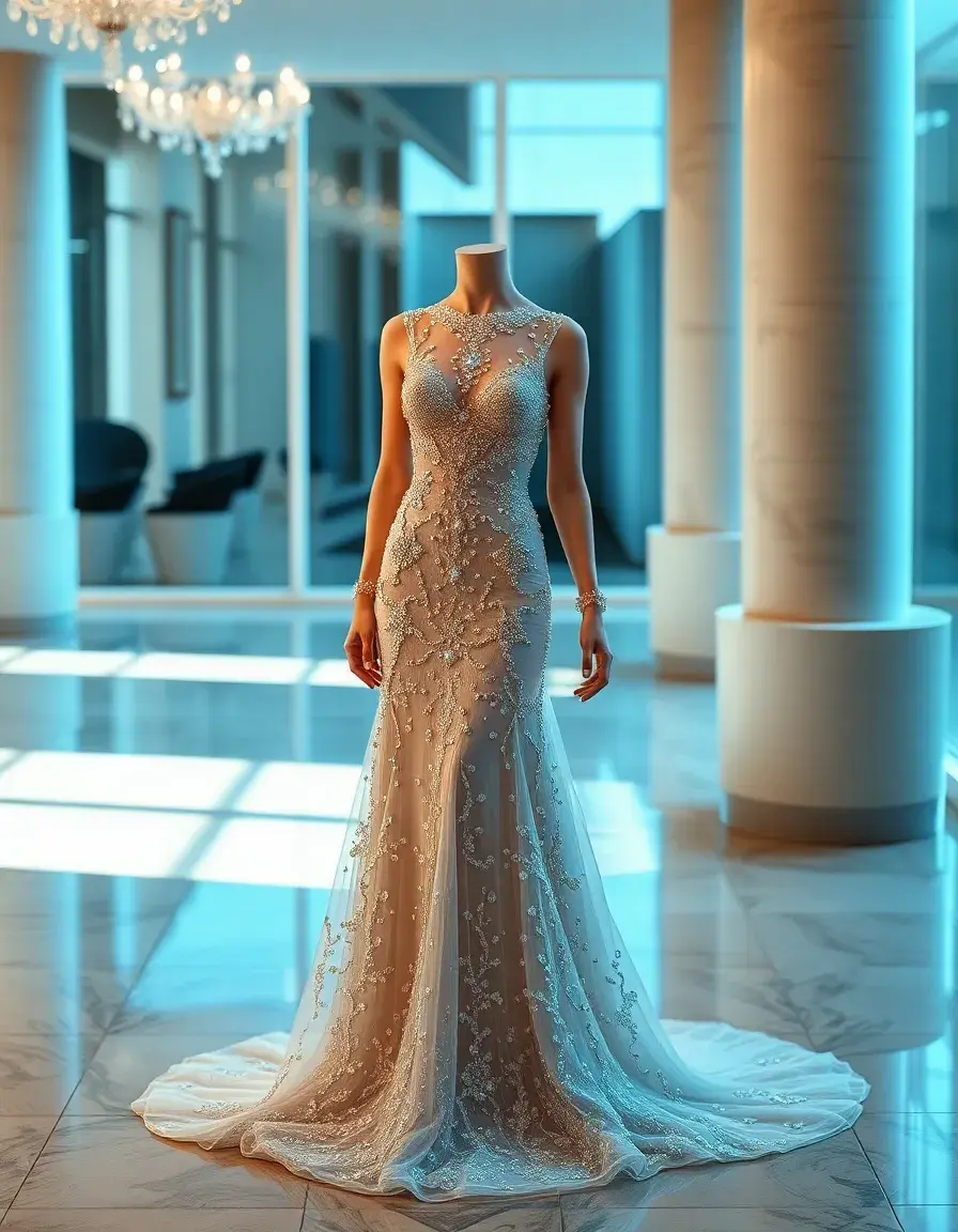 Robe longue de soirée avec perles