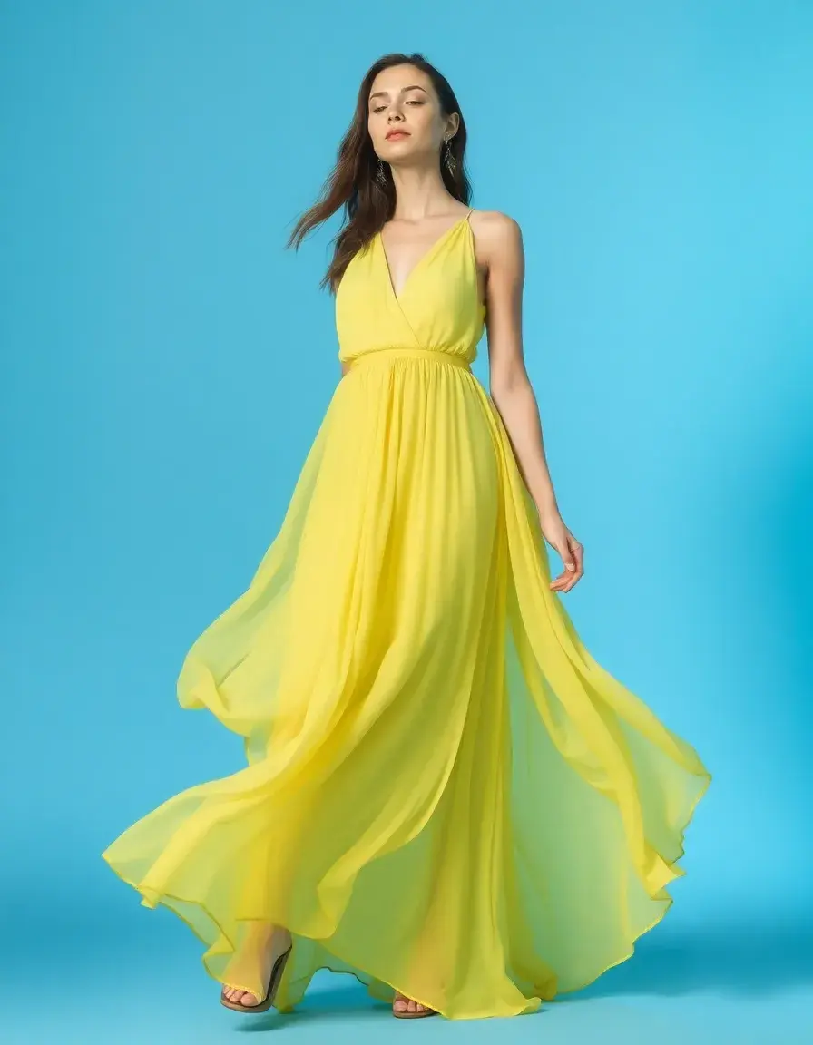 Robe fluide en mousseline longue
