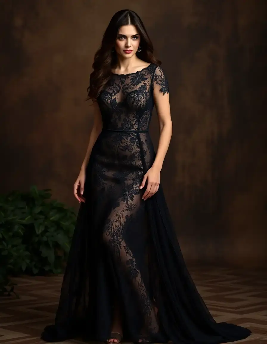 Robe longue avec dentelle élégante