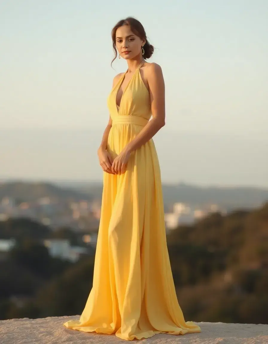 Robe longue col halter de soirée