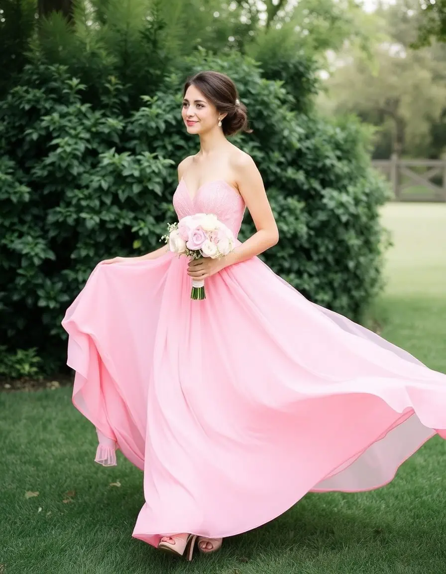 Robe demoiselle d honneur rose poudré romantique