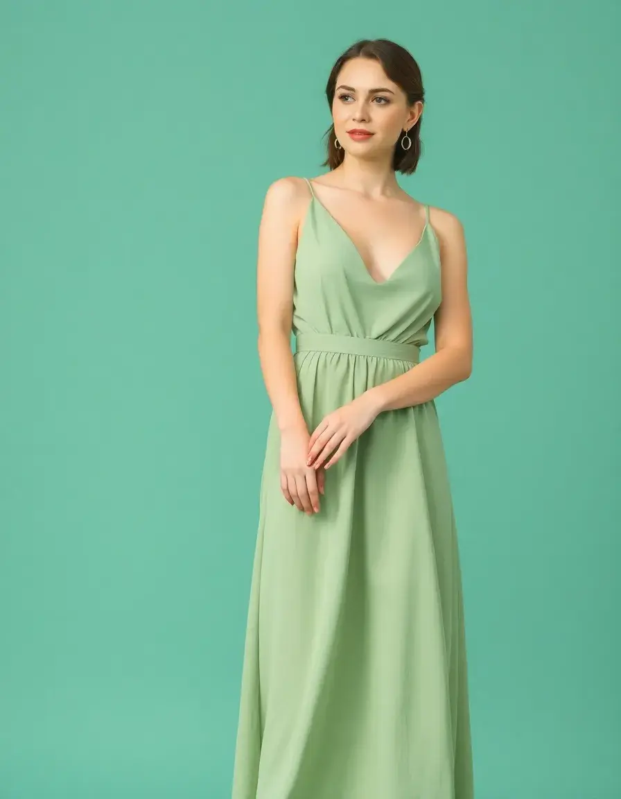 Robe coupe A-line vert sauge élégante