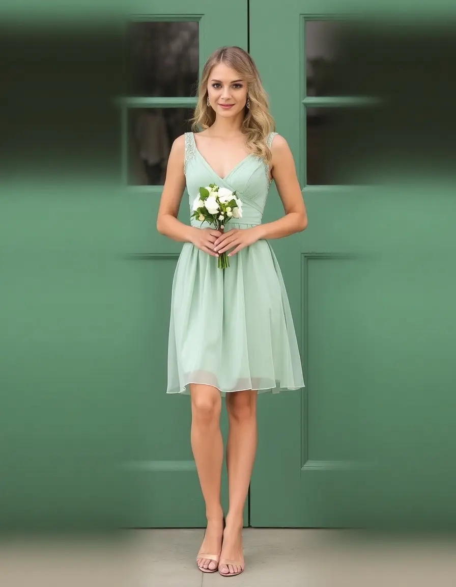 Robe courte vert sauge moderne