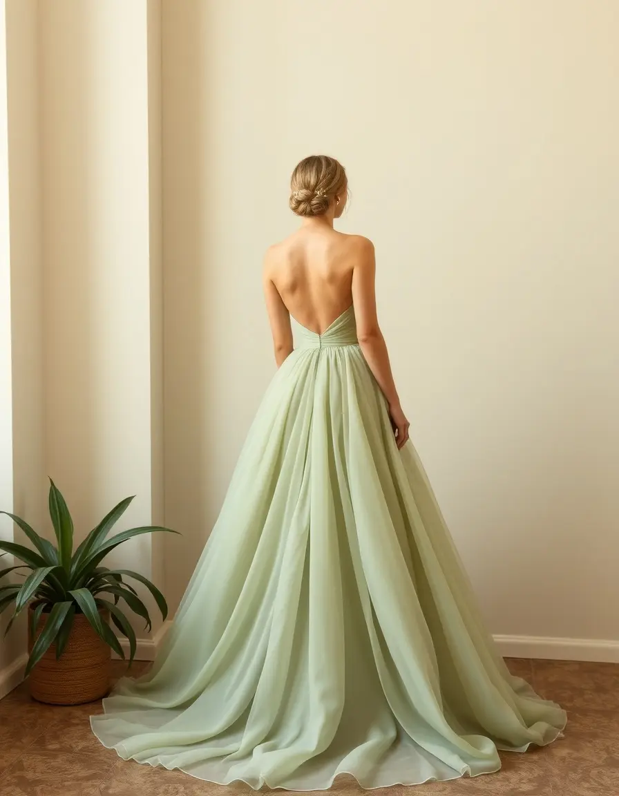 Robe bustier vert sauge sophistiquée