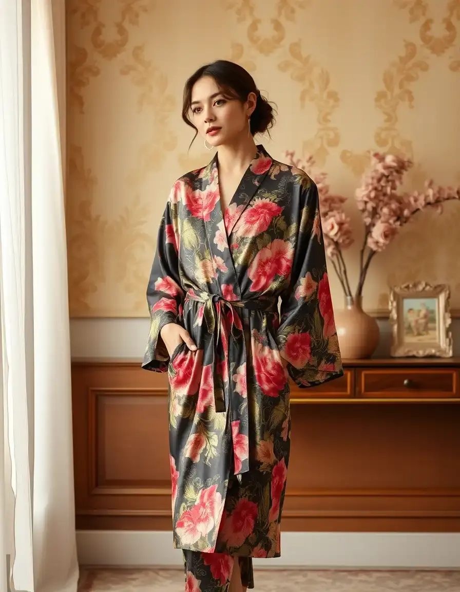 Silk Robe florale luxueuse