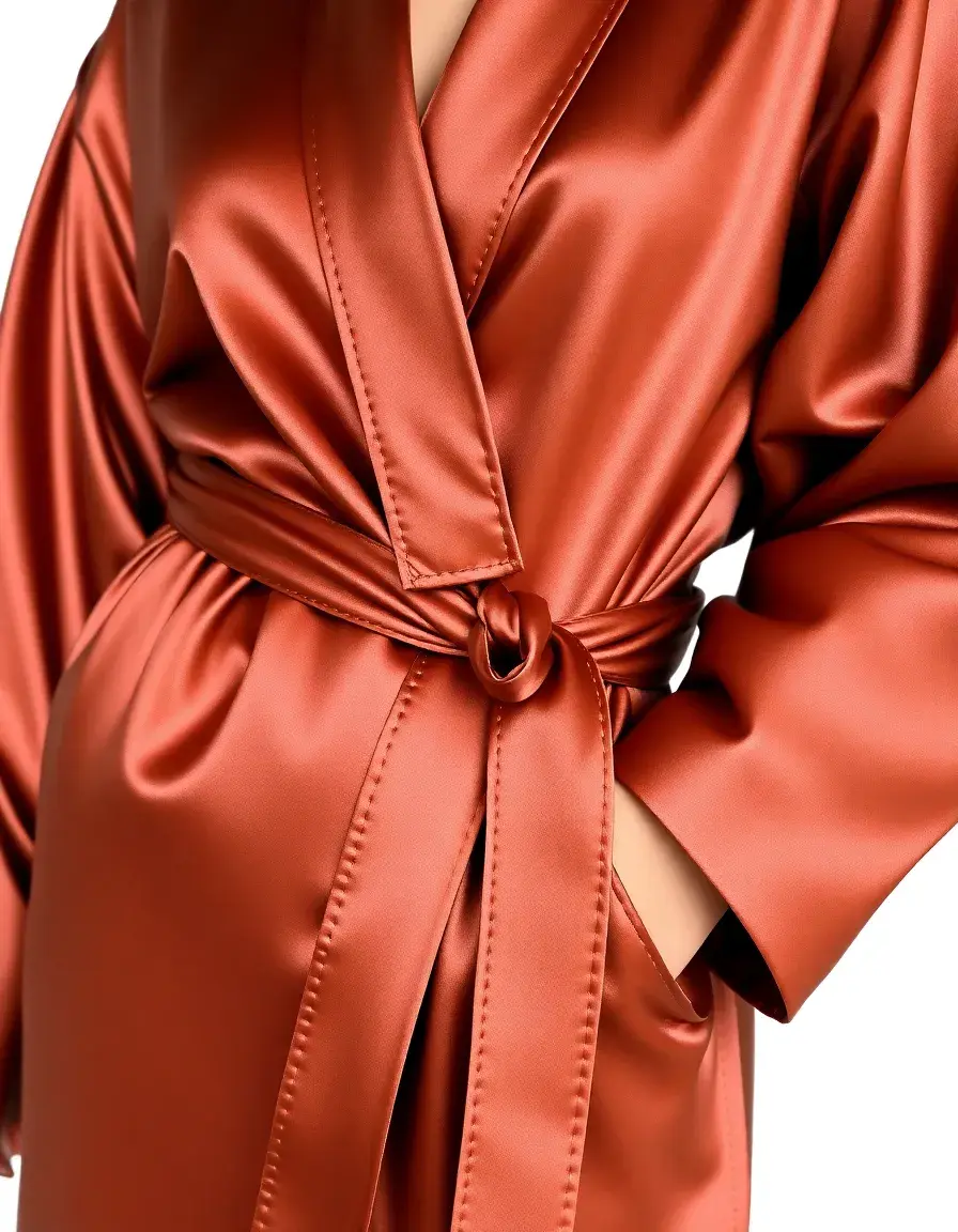 Satin Robe brillante avec ceinture
