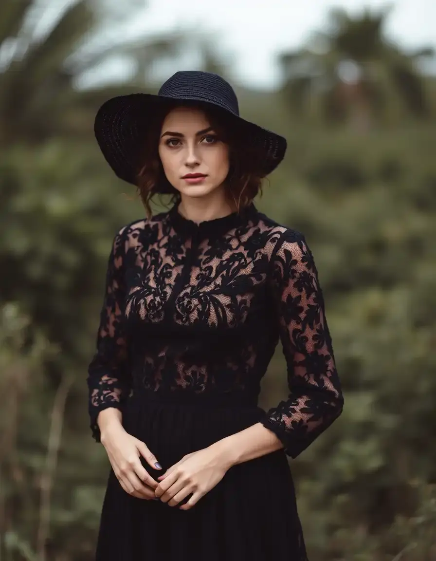 Robe vintage dentelle noire style rétro