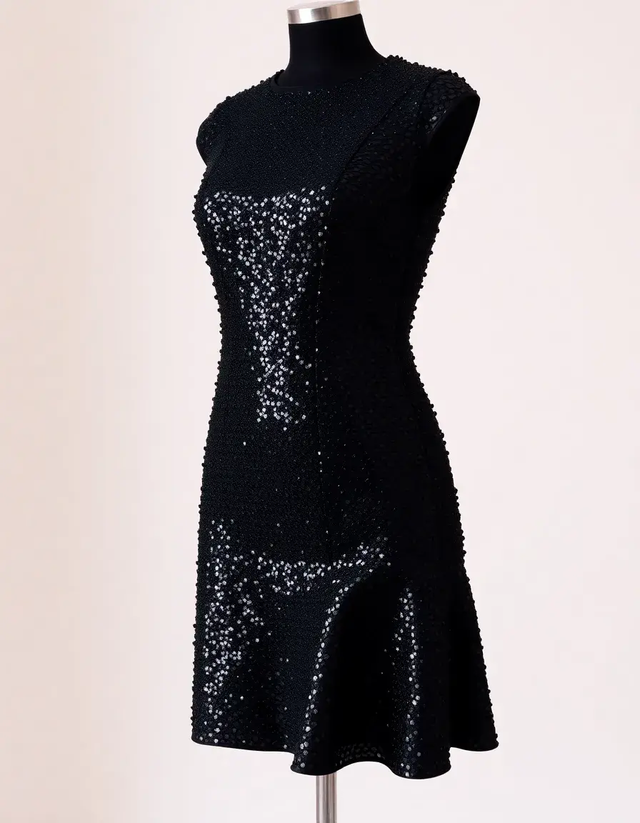 Robe de soirée noire pailletée scintillante