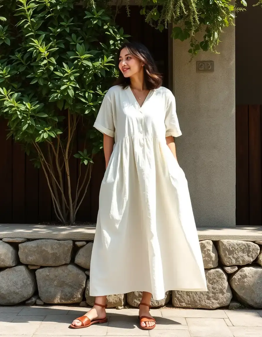 Robe trapèze en lin femme