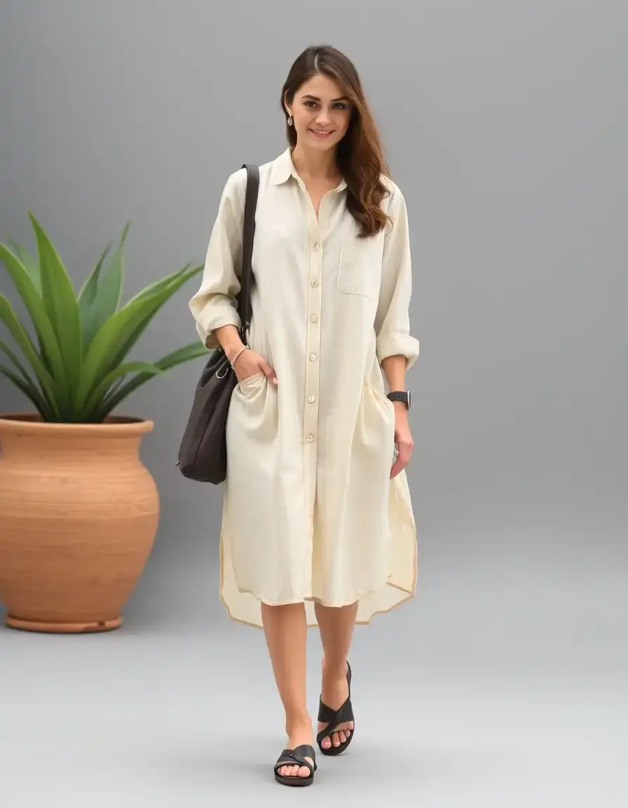 Robe chemise en lin femme