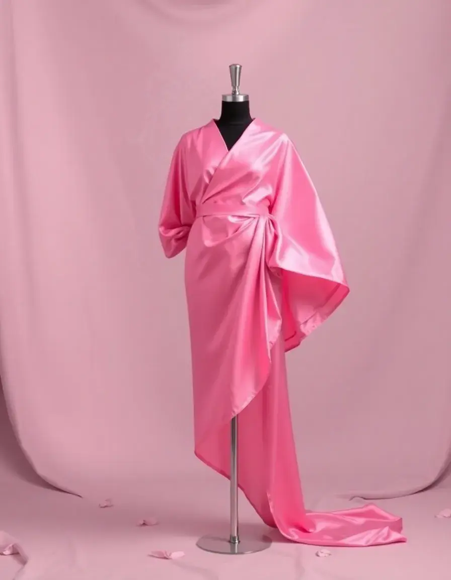 Robe cocktail rose en soie pastel