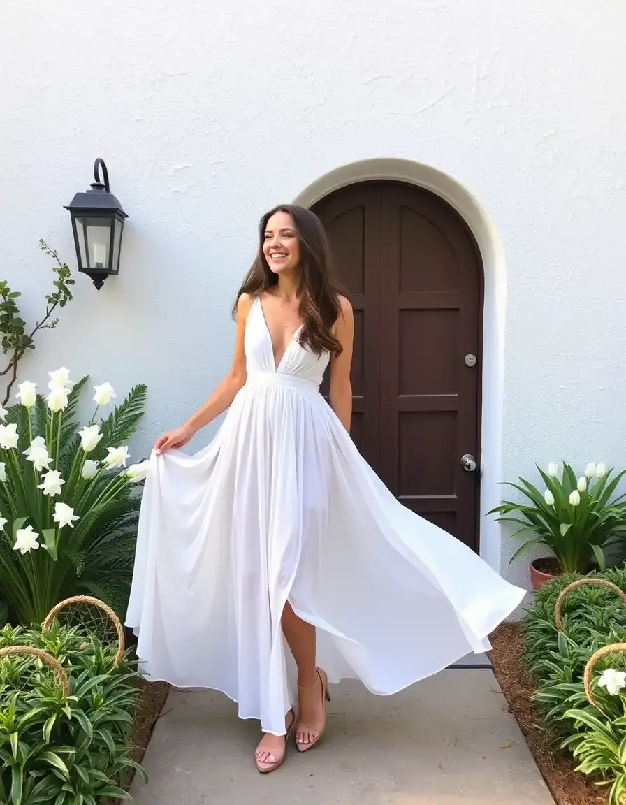 Robe longue blanche chic maxi