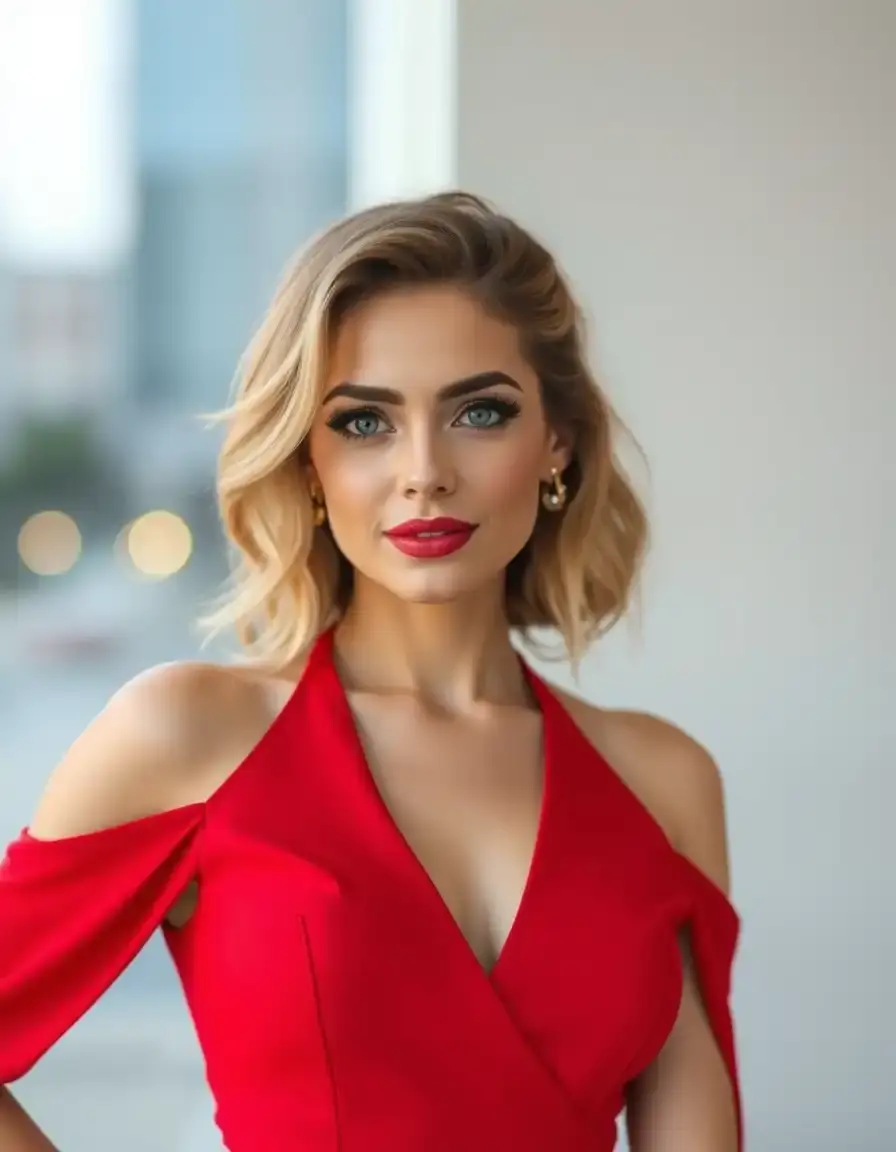 Robe cocktail rouge chic