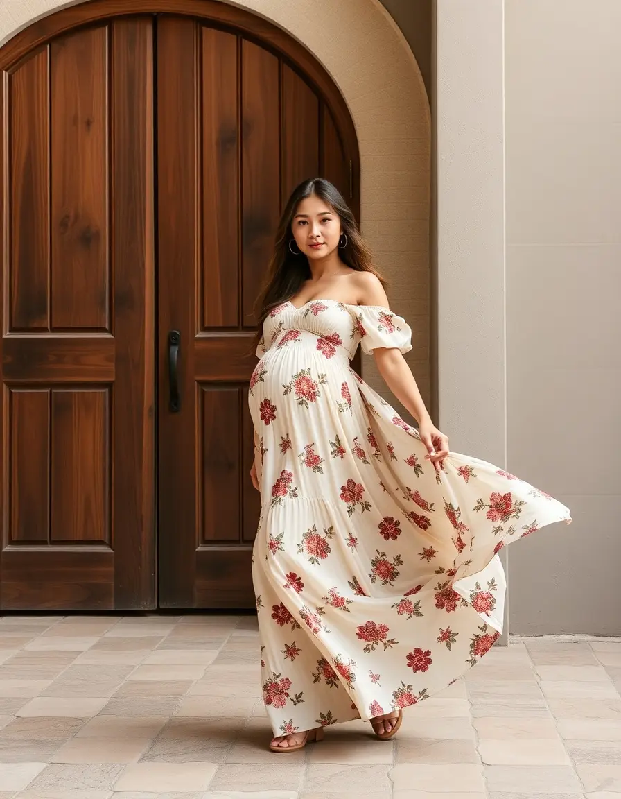 Robe femme enceinte maxi fluide style bohème