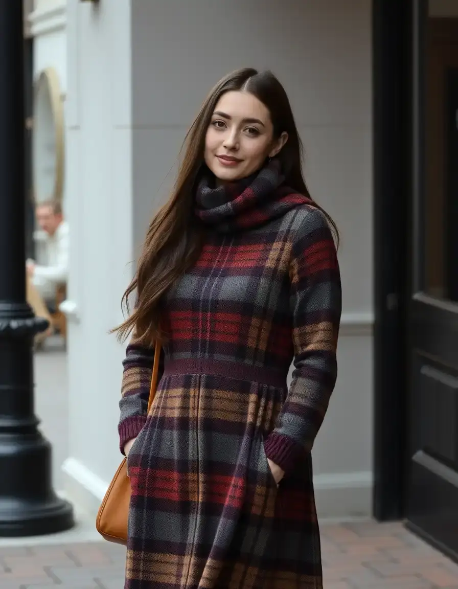 Robe à carreaux tartan hiver