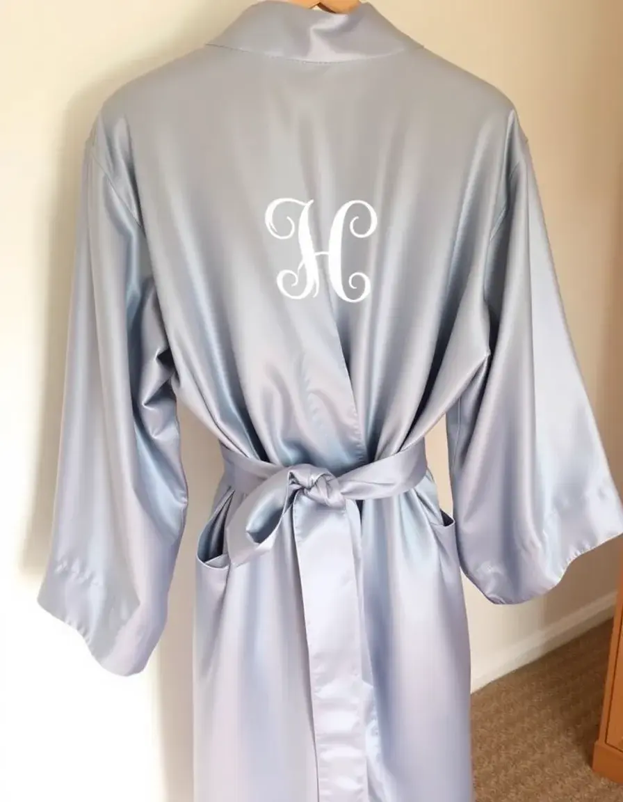 Robe de chambre en satin avec monogramme
