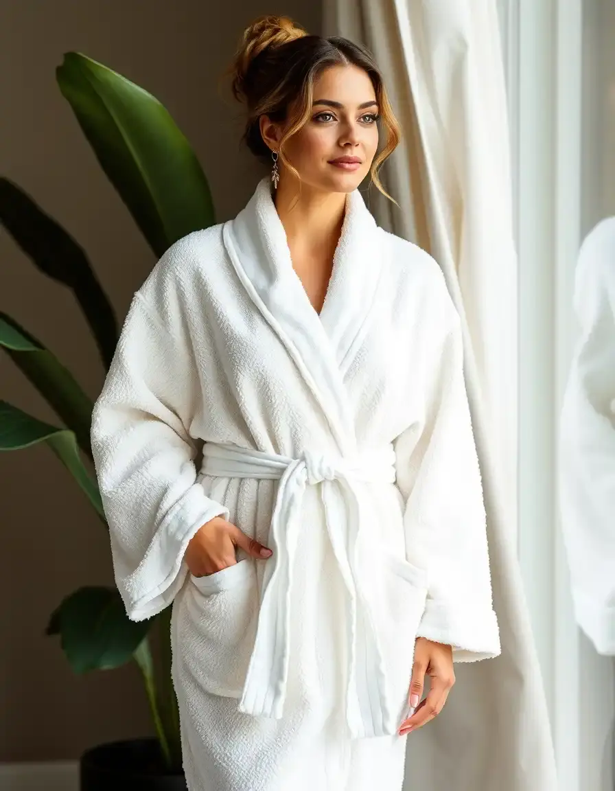 Robe de chambre en tissu éponge blanc classique