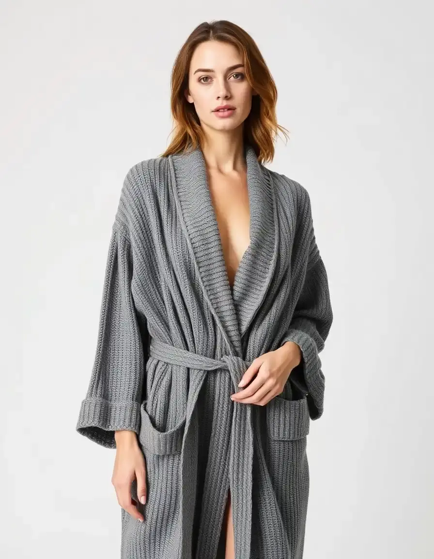 Robe de chambre en maille grise moderne