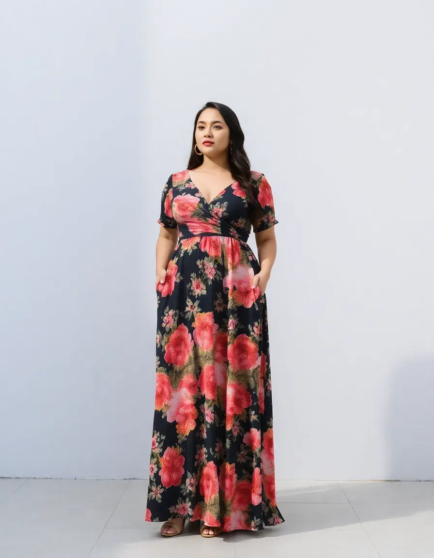 Robe maxi femme ronde fluide et élégante