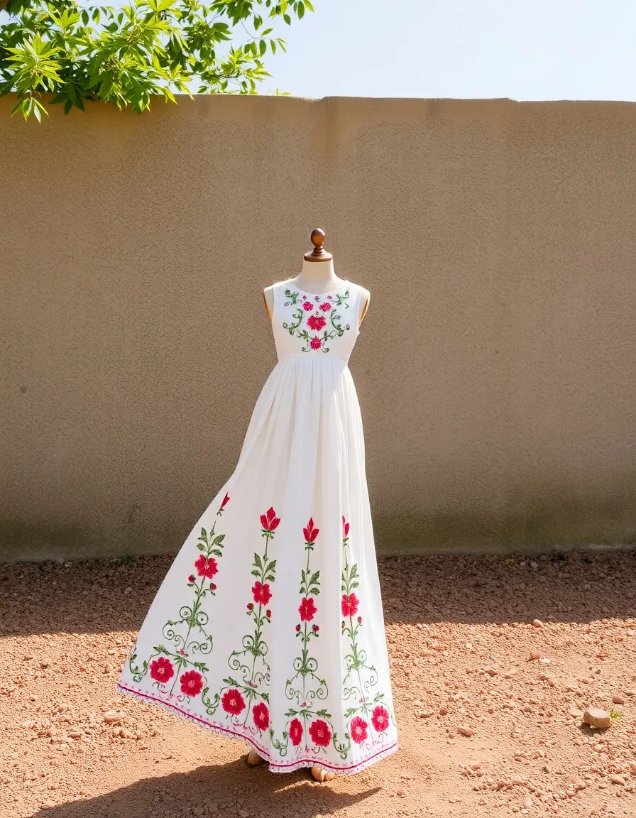 Robe fils brodée élégante