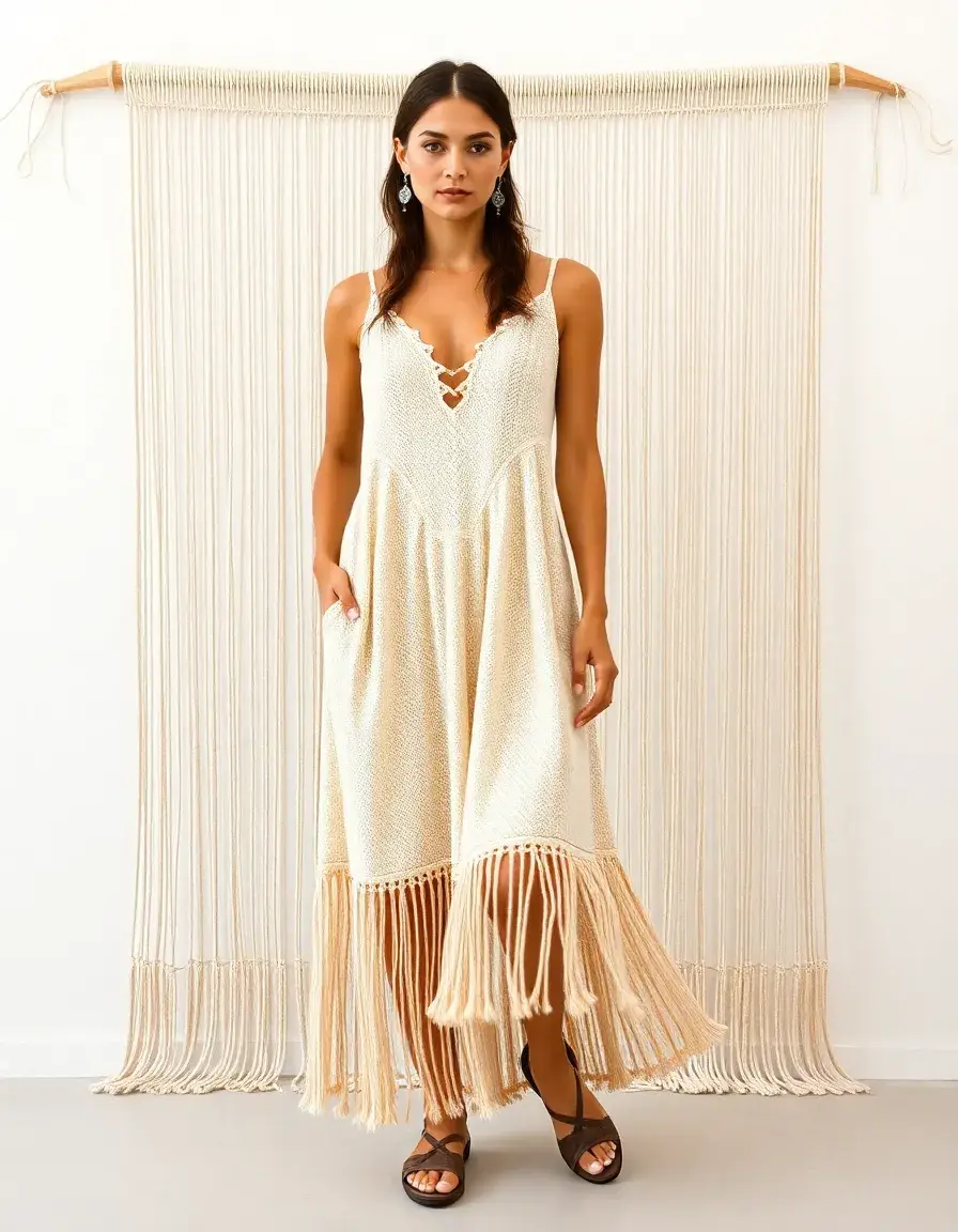Maxi robe tissée style bohème