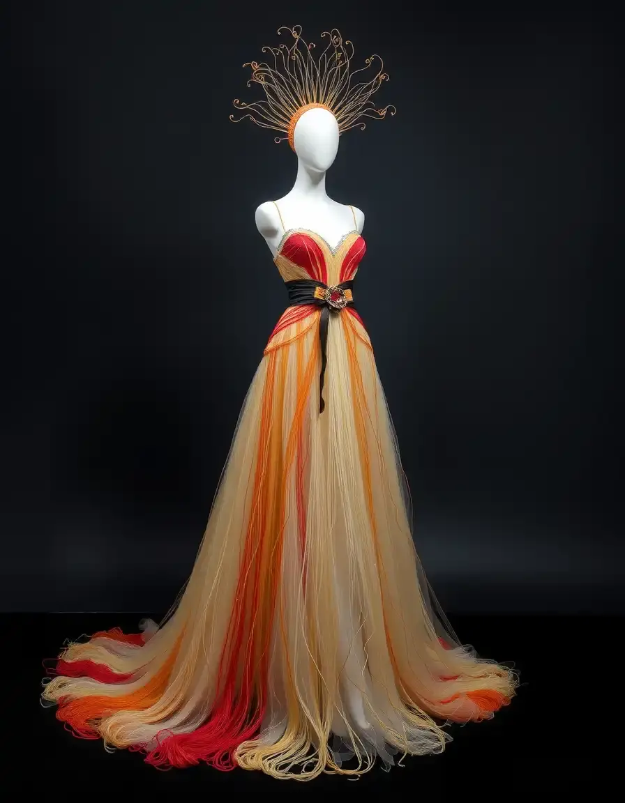 Robe de soirée artistique avec détails de fils
