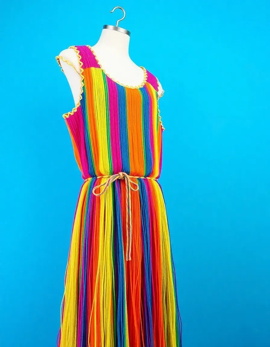 Robe colorée avec fils brodés